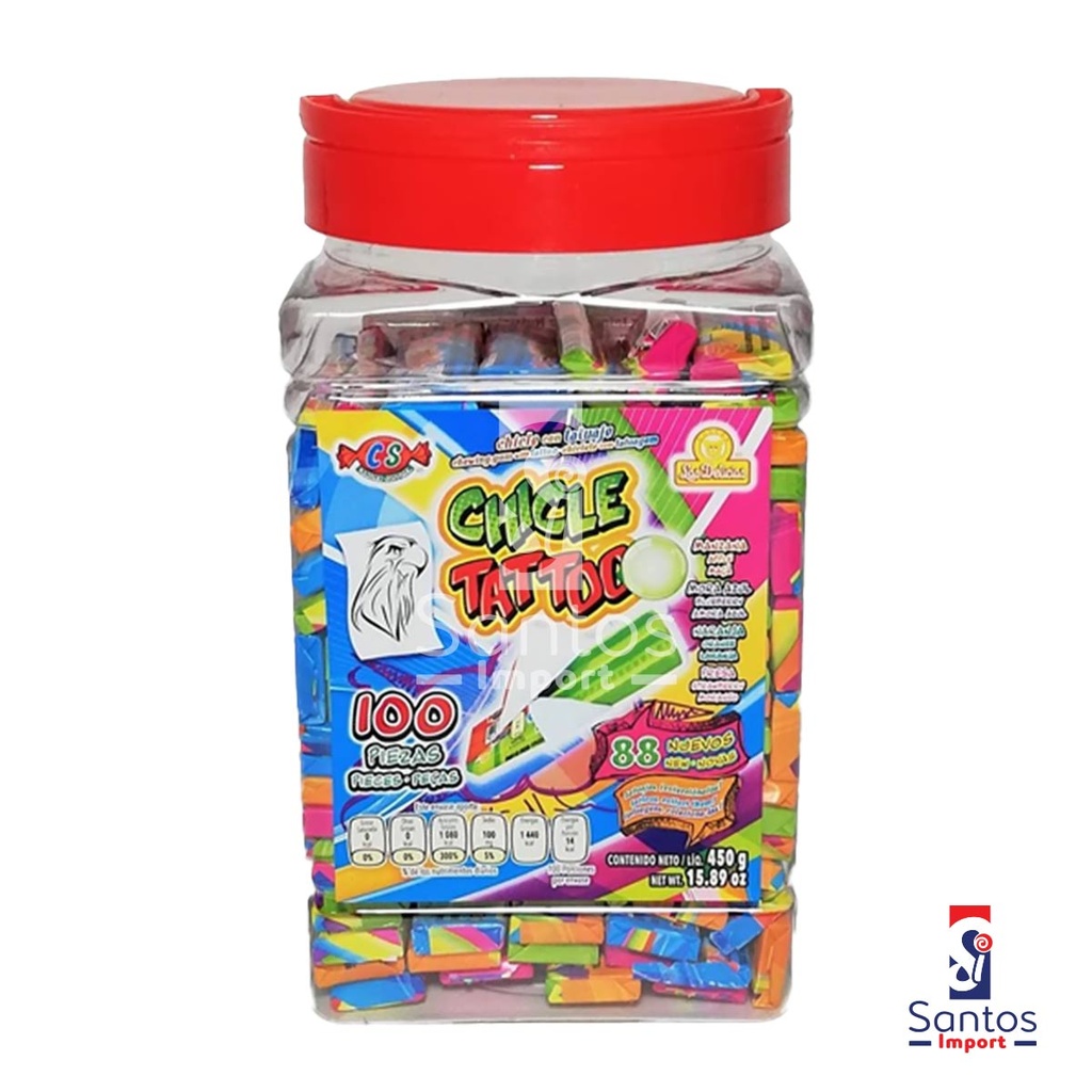 Chicle tatoo bote 100 u
