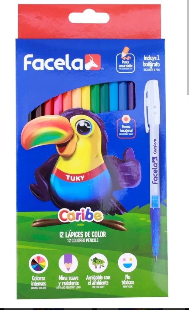 Lapiz de color facela caribe largo 12 u